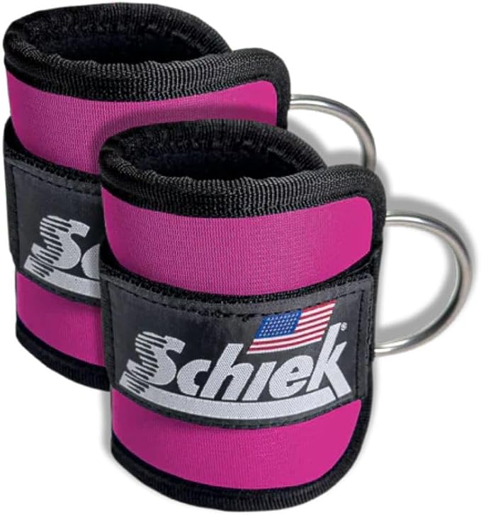 Schiek Sports 1707 Ankle Cuffs - Ideal for Glute Kickbacks and Cable Machine Workouts - Durable and Built To Last