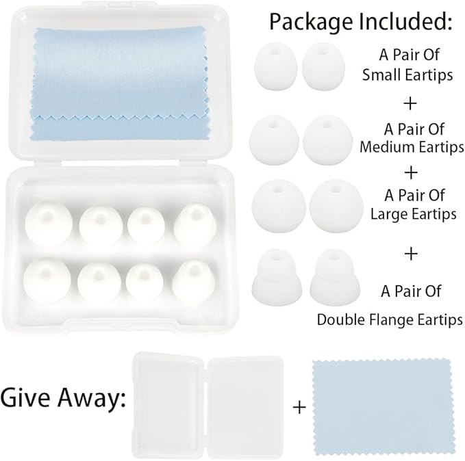 Earbud Tips Ear Tips Replacement Earbud Tips Earbud Replacement Tips Headphone Earbud Tips Earbud Tip Eartips Earbud Covers Compatible With Powerbeats Pro Beats Wireless Earphone 4 Pairs (White)