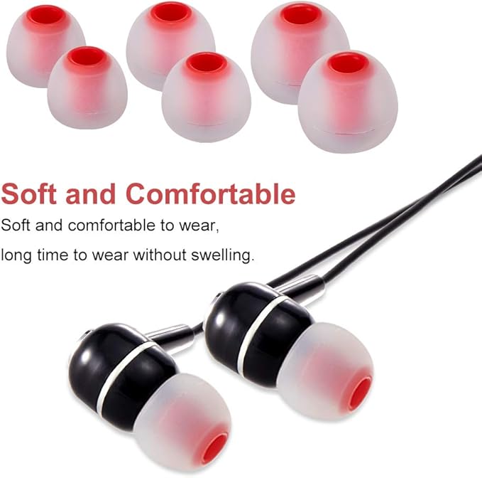 Earbud Tips Soft Silicone Earbuds Replacement Tips Fit for in-Ear Headphones(Inner Hole from 3.8mm - 4.2mm Earphones) 9 Pairs S/M/L