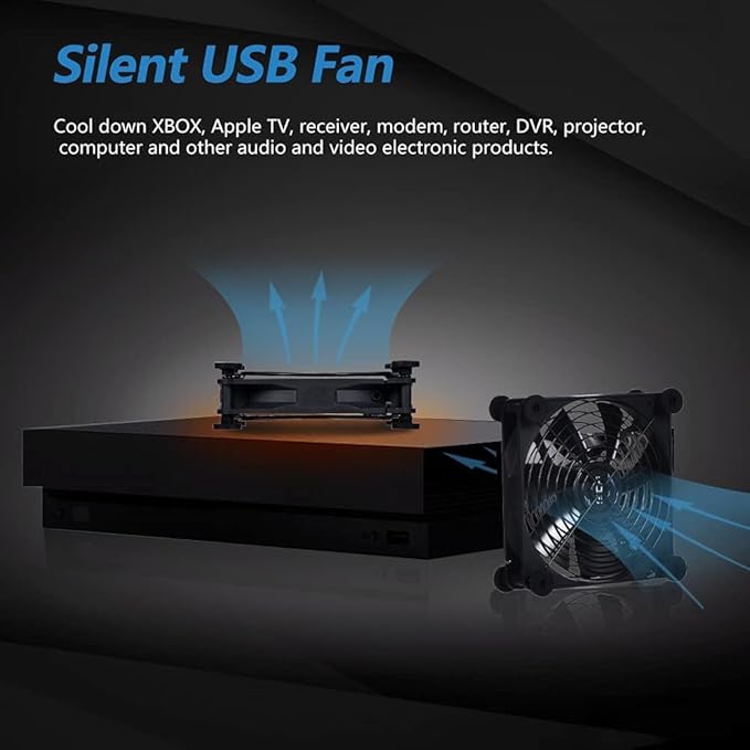 Quiet 140mm USB Fan, 5V USB Portable Cooling Fan for Flat Panel TV Receiver Router DVR PlayStation Xbox Computer Cabinet Cooler