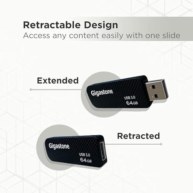 GIGASTONE 64GB Flash Drive (10 Pack) Z30 USB 3.2 Gen 1, 80MB/s Ultra Fast, Keychain Loop, Carbon Fiber Style, Push-Pull Design, Data Storage, Backup for PC/Mac/TV/Car, USB 2.0/3.0/3.1 Compatible
