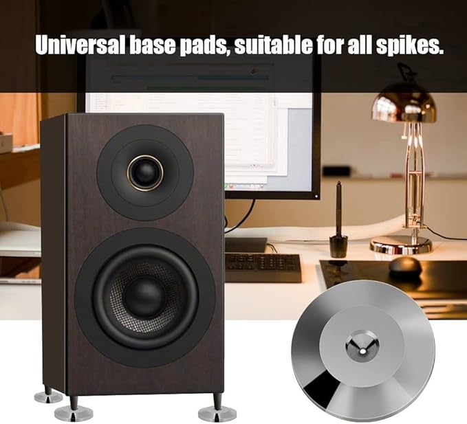 Preffair 4Pcs Stainless Steel Audio Speaker Spike Pads Mats Speaker Isolation Stand Feet Cone Shock Floor Protector Base for HiFi Turntable Subwoofer Loudspeaker Amplifier CD DVD Player