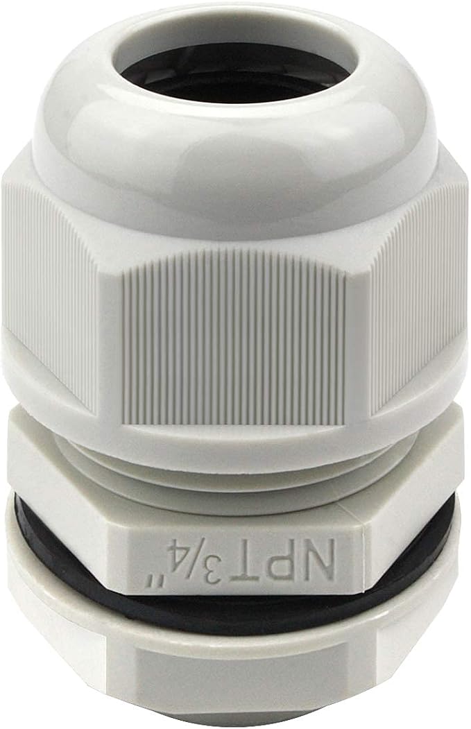 XHF 5 Pcs 3/4" IP68 Strain Relief Nylon Cord Grip Waterproof NPT Cable Glands Adjustable UL Listed and RoHS Compliant (Grey)