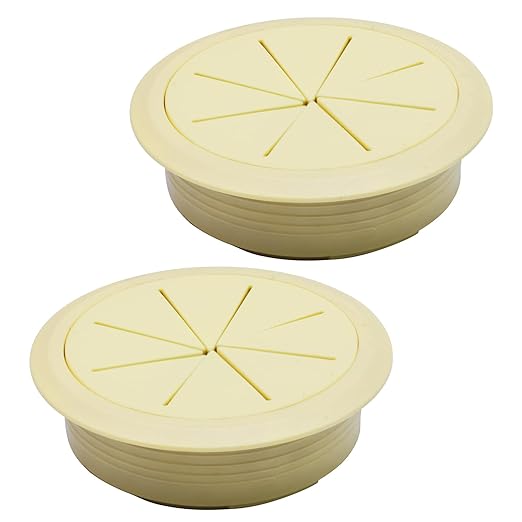 Desk Grommet 2-1/16" (53 mm), Desk Hole Cover for Cables Beige, Cable Grommet ABS Plastic, Desk Hole Grommet for Office and Home Table Cable, Detachable & Flexible Cable Cord Organizer-2 Pcs