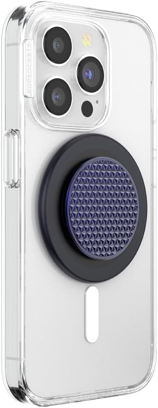 PopSockets Phone Grip for MagSafe with Kickstand, Magnetic Stand, Swappable Top, Secure Hold for iPhone MagSafe Cases, Phone & Tablet Grip - Alum Triangle Knurled French Navy