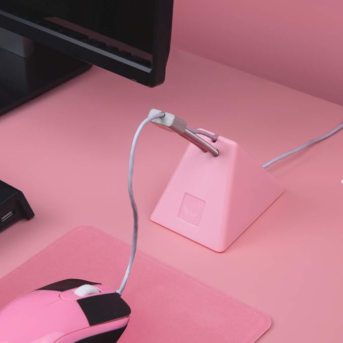 Hotline Games Mouse Bungee Mouse Cord Clip Cord Management System Fixer Holder for Esports FPS Game (3.0 Pink)