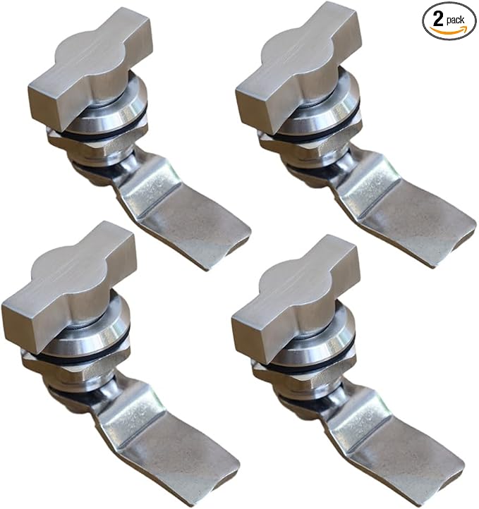 Thumb Operated Offset Cam Lock, Stainless Steel Keyless, Metal Replacement Lock Cylinder for RV Compartment Camper Storage Door Cabinet Mailbox Drawer Latch (4pcs)