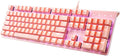 i-rocks K75M Illuminated Mechanical Keyboard, 104 Keys, PBT Keycaps, Backlit LED Light and Shortcut Keys - Programmable Light & Macro Recorder (Cherry MX Red Switch, Pink)