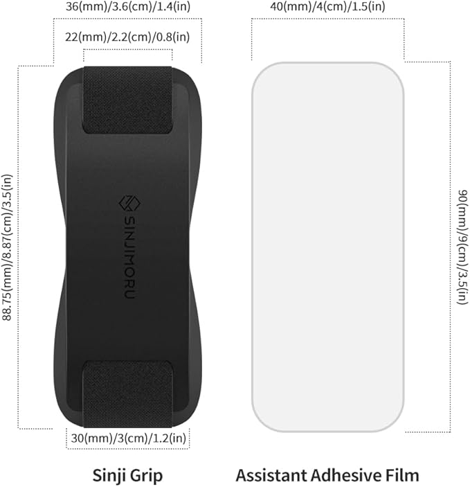 Sinjimoru Phone Grip with Silicone Band – Comfortable One-Hand Holder & Kickstand for Smartphones, Tablets, and eReaders for iPhone, Android, and Kindle Sinji Grip Silicone Black