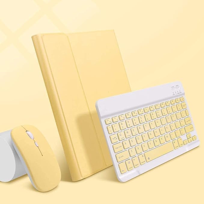 AnMengXinLing Keyboard Case for iPad 11th(A16)/iPad 10th Generation 2022 with Mouse Detachable Wireless Bluetooth Keyboard Pencil Holder Slim Leather Cover for iPad11/iPad10, Yellow