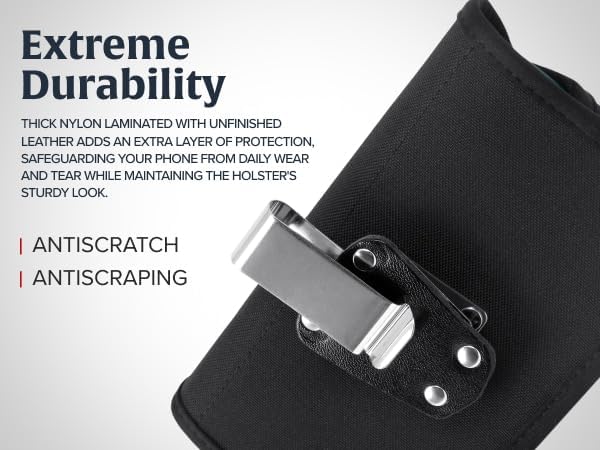 Turtleback Belt Clip for iPhone 16 Pro Max, 15 Pro Max, 14 Pro Max -Small- Fits w/Slim MagSafe Style Cases, Premium Black Nylon, Horizontal Belt Holder, Magnetic Closure HD Rotating Belt Clip