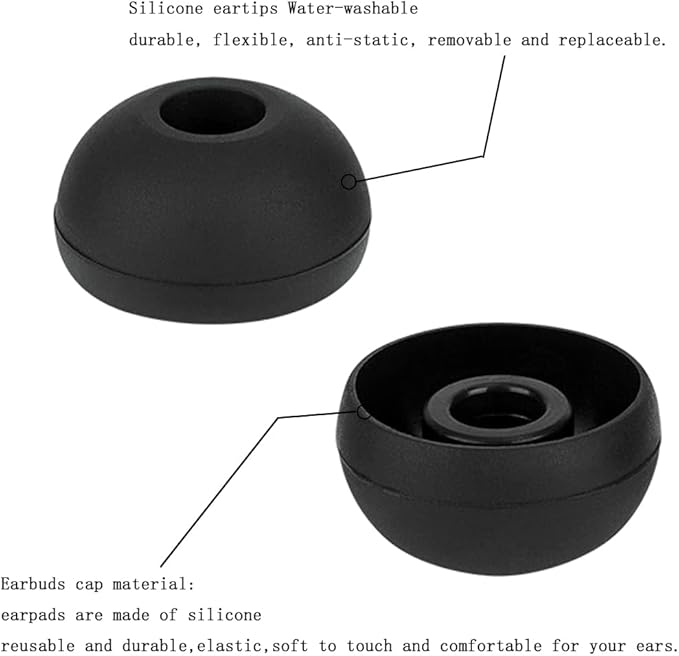 4 Pairs Silicone Earbud Tips Replacement Eartips Earbuds Cap Eartips Tips Compatible with Powerbeats 1/2/3 Wireless Beats by Dre Headphones (Black)