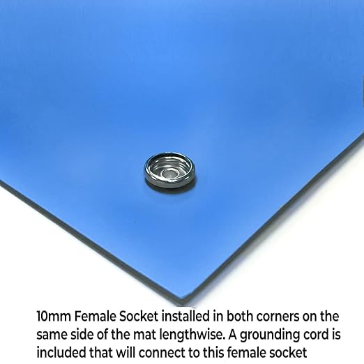 RubberStat Dual Layer ESD Compliant Workstation Rubber Table Mat Kit, Soldering, Cell Phone Repair, with Wrist Strap Set and Ground Cord - 30"x36" Royal Blue
