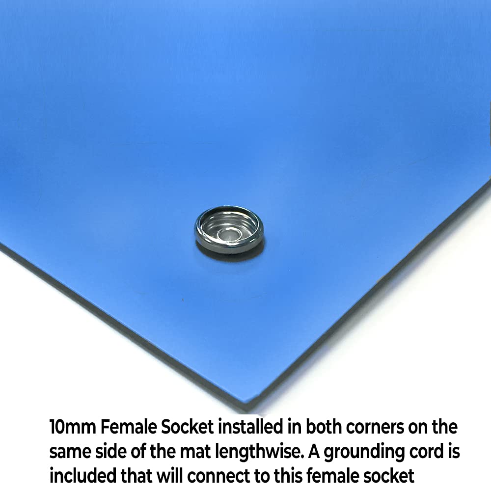 RubberStat Dual Layer ESD Compliant Workstation Rubber Table Mat Kit, Soldering, Cell Phone Repair, with Wrist Strap Set and Ground Cord - 36"x60" Royal Blue