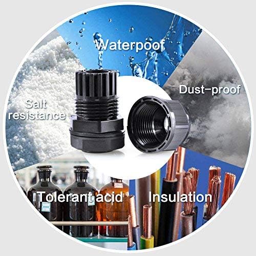 XHF 50 Pcs 3/8" IP68 Strain Relief Nylon Cord Grip Waterproof NPT Cable Glands Adjustable UL Listed and RoHS Compliant(Grey)