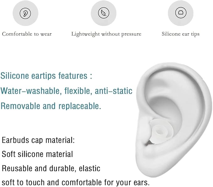 Silicone Small Replacement Earbud Tips Eartips for in- Ear Headphones Rubber Tips Earbud Replacement Earbuds Cap 10 Pairs (White)