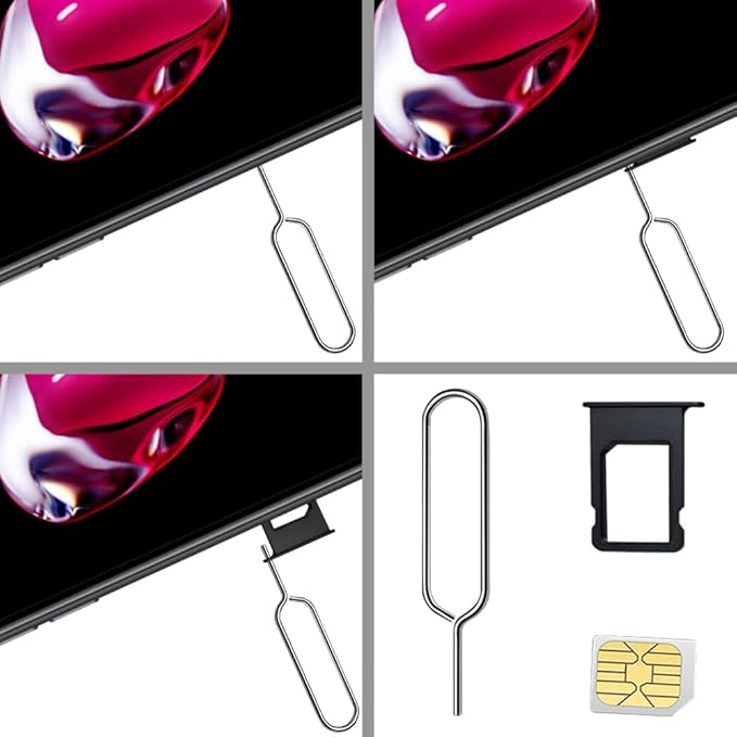 5-Pack Stainless Steel SIM Card Tray Ejector Pins - Universal Removal Tool for iPhone,iPad & Samsung Smartphones