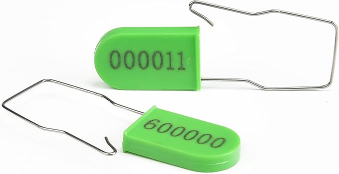 1000PCS Plastic Padlock Security Seals Metal Wire Padlocks Electric Meter Lockout Tags Self-Locking Numbered Anti Tamper Seal Tags Green