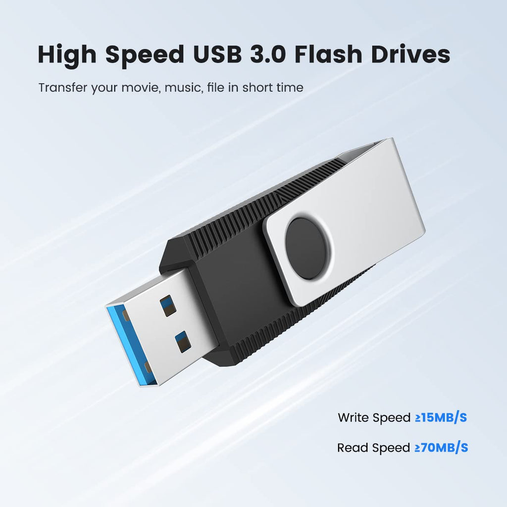 Aiibe 64GB Flash Drive 3.0 5 Pack 64GB USB 3.0 Thumb Drive USB Drives 64 GB Jump Drive Memory Stick Multi Pack 64 GB Flash Drives (64G, 5 Mixed Colors: Black Red Cyan Green Purple)