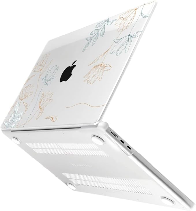 MEEgoodo Case for MacBook Air M4/M3/M2 13.6 inch 2025 2024 2022, Fit Model A3240 A3113 A2681, Compatible with MacBook Air 13 inch, Laptop Hard Shell Case with Keyboard Cover, Engraving Floral