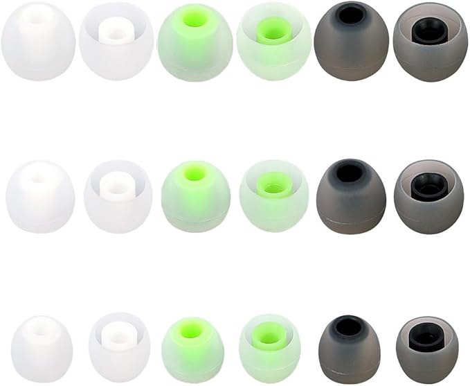 Earbud Tips Ear Bud Tips Soft Anti Slip Washable and Reusable Silicone Replacement Earbud Tips Fit Most in-Ear Earbuds(Inner Hole 3.8mm -5.1mm) 18pcs S M L