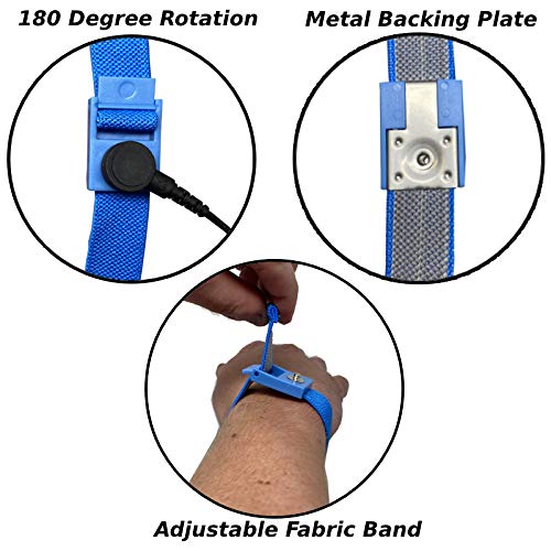 RubberStat Dual Layer ESD Compliant Workstation Rubber Table Mat Kit, Soldering, Cell Phone Repair, with Wrist Strap Set and Ground Cord - 30"x48" Blue