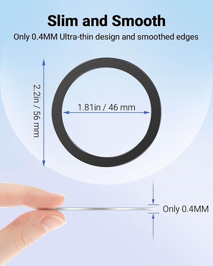 for Magsafe Ring - 10 PCS, Ultra-Thin(0.4mm) Magsafe Sticker, Compatible with iPhone 15 Pro Max, 15 Pro, 15/14/13/12 Series, Samsung Galaxy, Google Pixel Series Black