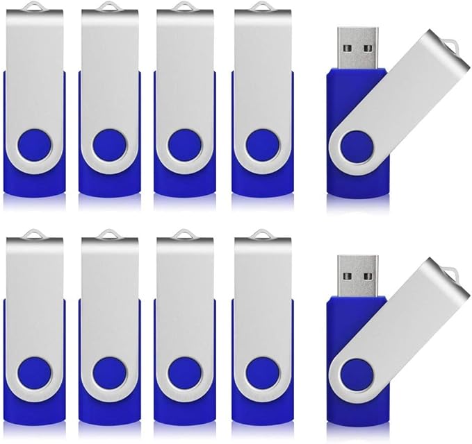 Aiibe 10 Pack 4GB 4G Flash Drive USB Flash Drive Thumb Drives USB 2.0 Memory Stick Wholesale/Lot/Bulk (4GB, 10 Pack, Blue)