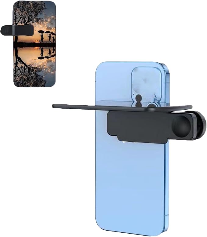Mirror Effect Lens - Capture Stunning Reflections Instantly, Smartphone Camera Mirror Reflection Clip Kit, Mirror for Phone to Use Back Camera (Black)