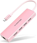 LENTION USB C Hub with Gigabit Ethernet Adapter, 4K HDMI, 3 USB 3.0 Port for 2024-2016 MacBook Pro 13/14/15/16, New Mac Air & Surface, Chromebook, More, Stable Driver Certified (CB-C25, Rose Gold)