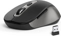 Wireless Mouse for Laptop, PC, Chromebook, Mac, MacBook, Silent Wireless Mouse with USB Nano Receiver, Side Button, 2400 DPI, Anti Slip Roller, 6 Button Ergonomics Cordless Computer Mice - Black Gray