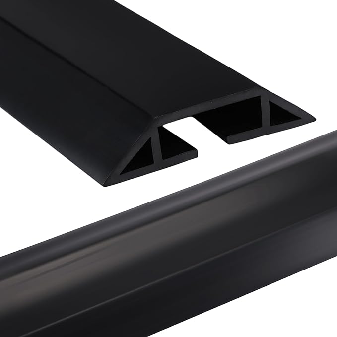 Pangda 20 FT Floor Cable Cover Heavy Duty Cord Cover Protector Power Cable Protector Soft Extension, Organize and Protect Wire on Floor for Home Office or Outdoor Settings (Black)