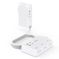 Power Strip Surge Protector with Outlet Cover, 6 AC Outlets Surge Protection, 4 USB Ports, 5ft Extension Cord, Wall Mount Flat Plug for Indoor Home Office Kitchen, White