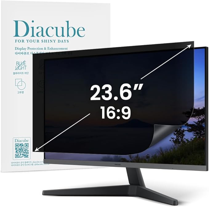 DIACUBE 15.6 Inch Computer Privacy Screen Filter for 16:9 Aspect Ratio Widescreen Desktop PC LED Monitor – Compatible with Curved Monitors - Eye Protection | Anti-UV | Anti-Glare, Anti Spy Screen Protector Film