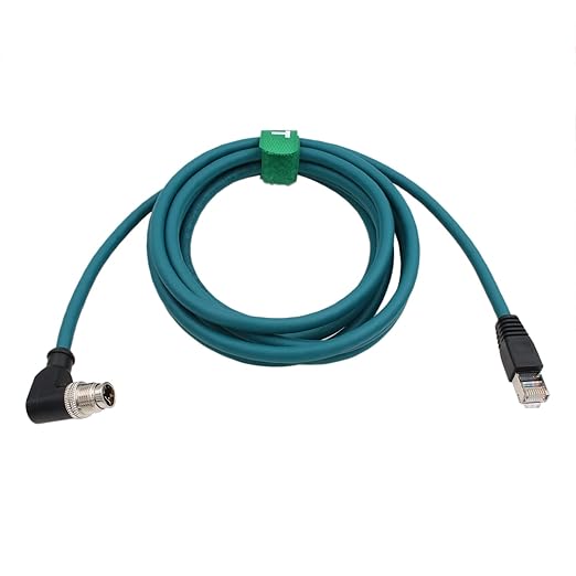 M12 8 Pin X-Coding Right Angle to RJ45 Ethernet Cable for Cognex in-Sight 2800 3800 2000 9000 8000, 7000 Gen2 Vision Camera Sensor Switch PC CAT-7e 2m
