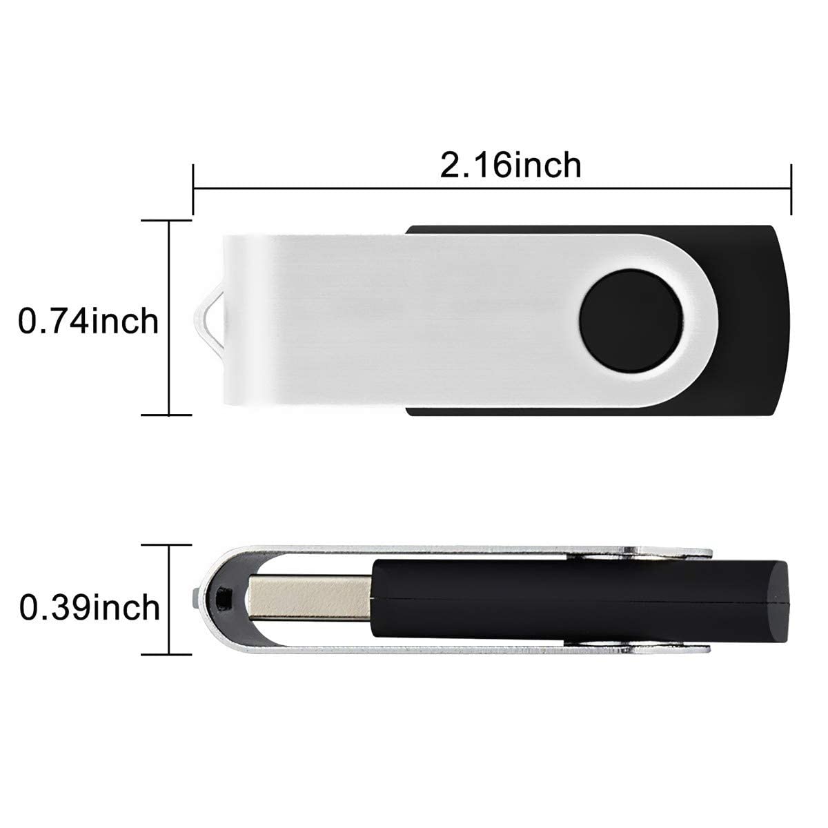 Aiibe 64GB Flash Drive 10 Pack 64GB USB Flash Drives Bulk USB Drive Thumb Drive 64 GB USB 2.0 Memory Sticks Pen Drives Jump Drive (Black)