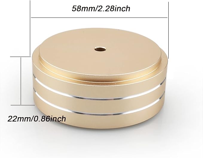 Tertullus 4 Pcs Speaker Feet Aluminum HiFi Turntable Feet Isolation Feet Aluminum Stand Speakers Spikes Audio Pads 58x22mm for HiFi Amplifier/Speaker/Turntable/Player(Gold)