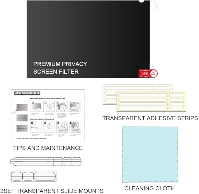 22 Inch - 16:9 Aspect Ratio - Computer Privacy Screen Filter for Widescreen Monitor - Anti-Glare - Anti-Scratch Protector Film - Protects Your Eyes from Harmful Glare and Blue Light