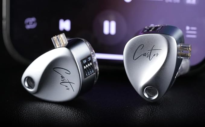 KZ Castor in Ear Monitor Headphones, HiFi Bass Wired Earphone Sound Tunable Noise Isolating IEMs, Dual-Dynamic Driver Wired Earbuds, 2PIN-C Detachable Cable for Singers Musicians