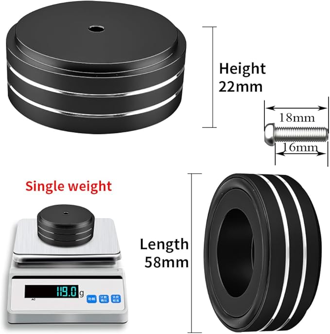 Viborg HiFi Speaker Spikes Isolation Feet Pads 58x22MM, 4X Audio Shock Absorber Aluminum Subwoofer Isolator with Rubber Ring and Mounting Screws(M4*0.7) for AMP Turntable DAC Recorder