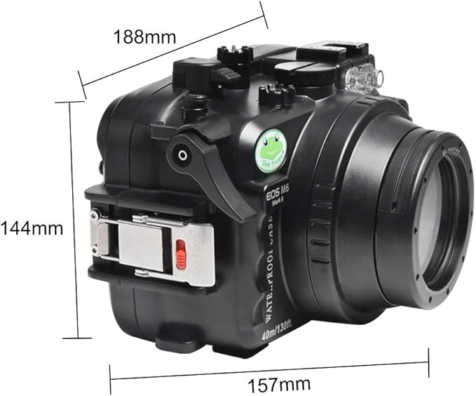Sea frogs Underwater Camera Case Compatible with Canon EOS M6 Mark II 28MM IPX8 40m/130ft Maximum Diving Depth Waterproof Camera Housing for Diving, Surfing, Rowing, Skiing
