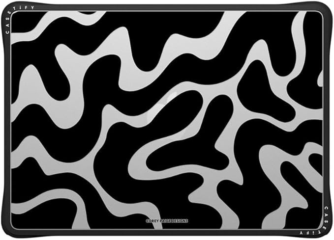 CASETiFY Impact MacBook Air 13.6" (M2-M4) Case [Cushioned Impact Corners/Scratch-Resistant/Anti-Slip Grip] - Black Abstract Shapes - Clear Black