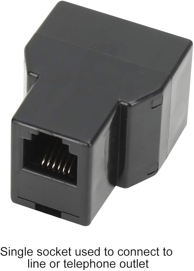 Uvital RJ12 6P6C 1 Female to 2 Female Telephone Line Splitters, Telephone Landline Cable Connector and Separator(Black,2 Pack)