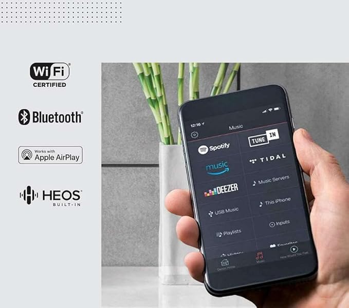 Denon Home 350 Wireless Smart Speaker – Powerful Stereo Sound, Wi-Fi & Bluetooth, HEOS Built-in, Alexa Built-in, Siri & AirPlay 2, Spotify Connect, Multi-Room Support, White