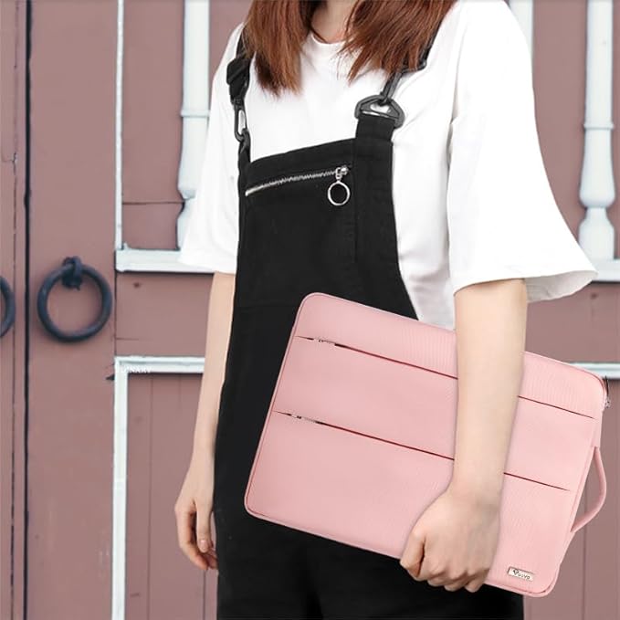Voova Laptop Sleeve Carrying Case 13 13.6 Inch Compatible with MacBook Air 13 M1/M2/M3/M4, MacBook Pro 13/14, IPad Pro 13, Waterproof Slim Computer Cover Bag, Sakura Pink