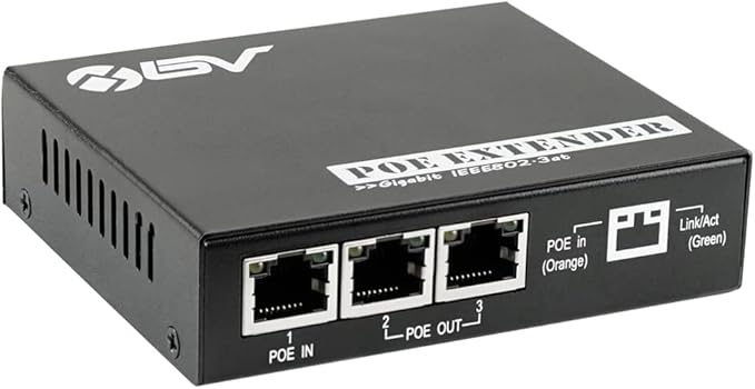 BV-Tech 3-Port PoE Extender - High-Efficiency Ethernet Expander, IEEE 802.3af/at Compliant, Perfect for IP Devices