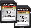[5-Yrs Free Data Recovery] GIGASTONE 16GB SD Card 2-Pack, Camera Pro, A1 V10 SDHC Memory Card Compatible with SPYPOINT TACTACAM Trail Camera, with 2 Mini Cases.