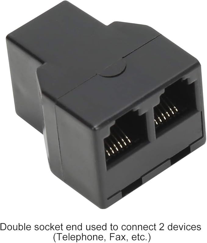 Uvital RJ12 6P6C 1 Female to 2 Female Telephone Line Splitters, Telephone Landline Cable Connector and Separator(Black,2 Pack)