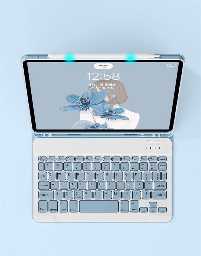 AnMengXinLing Keyboard Case for iPad 11th(A16)/iPad 10th Generation 2022 with Mouse Detachable Wireless Bluetooth Keyboard Pencil Holder Slim Leather Cover for iPad11/iPad10, (Blue)