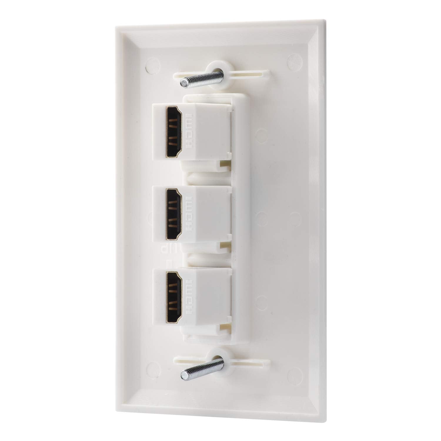 LULOSK 3 Port HDMI Female to Female Wall Plate in White (HDMI 3 Port)